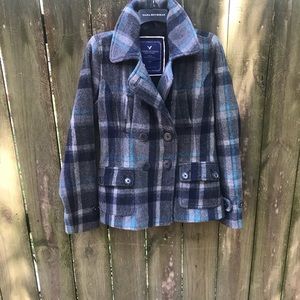 American Eagle Outfitters Plaid Pea Coat